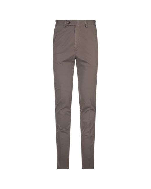 PT01 Gray Mud Stretch Cotton Classic Trousers for men