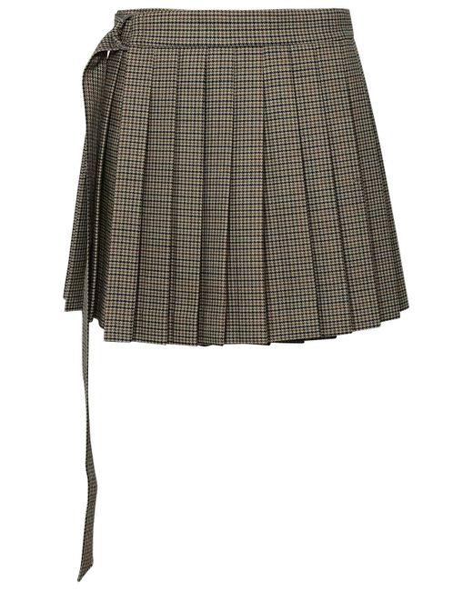 AMI Green Ami Paris 'kilt' Beige Wool Miniskirt