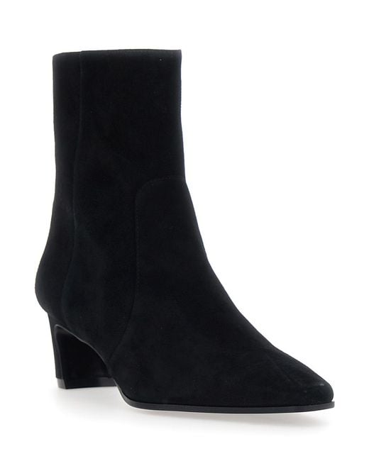 Stuart Weitzman Black Bootie Stassi Zip Leather Upper Boot