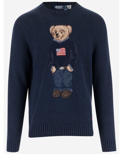 Polo Ralph Lauren Cotton Blend Polo Bear Sweater in Blue for Men Lyst UK