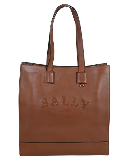 Bally Brown Logo Engraved Tote