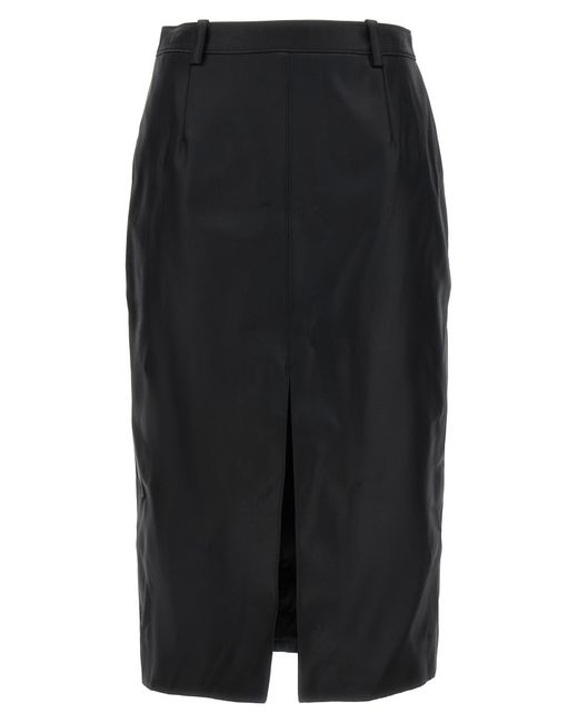 Saint Laurent Black Shiny Gabardine Skirt
