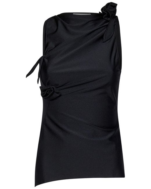 Coperni Black Top Flower Polyamide Tops