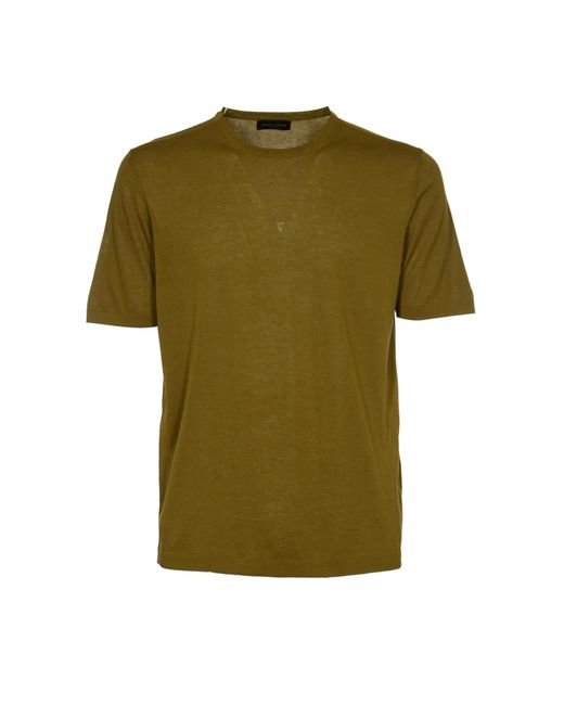 Roberto Collina Green Round Neck Slim Plain T-Shirt for men