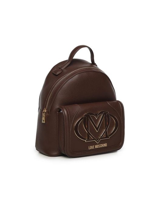 Love Moschino Brown Backpack With Maxi Logo