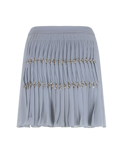 Alberta Ferretti Gray Mini Skirt With Rhinestones