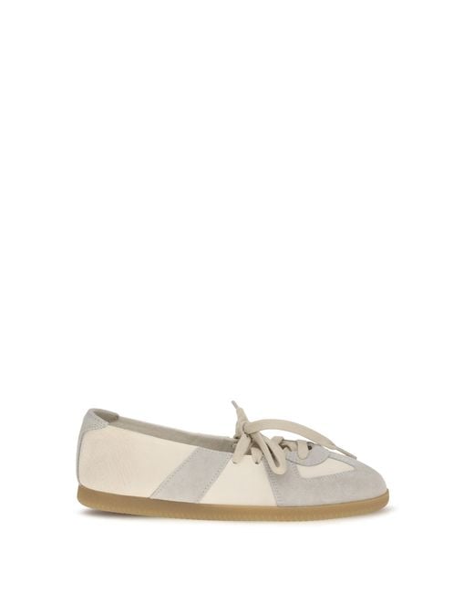 Maison Margiela White Lace-Uo Ballerinas