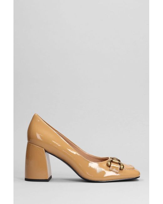 Taupe patent on sale leather pumps