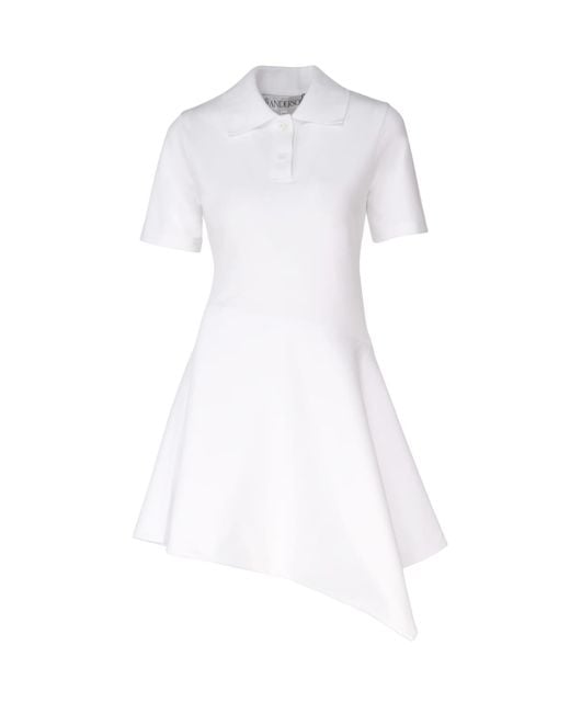 J.W. Anderson White Asymmetric Dress With Polo-Style Collar
