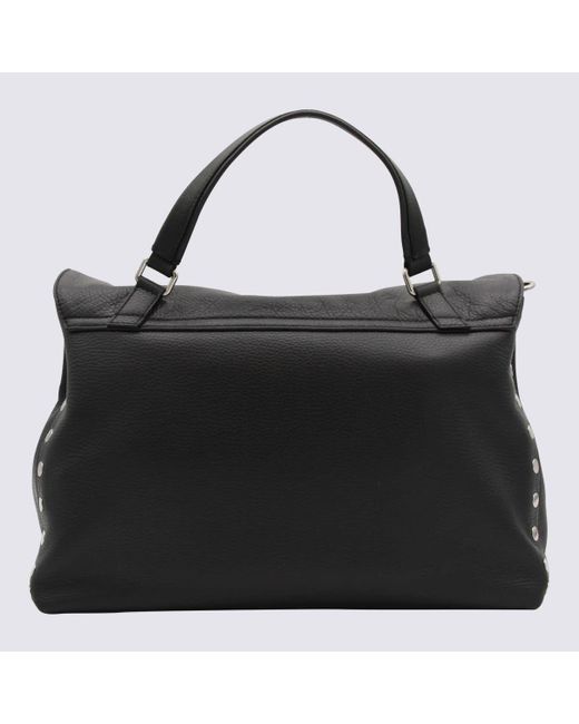 Zanellato Black Leather Postina Daily Medium Top Handle Bag