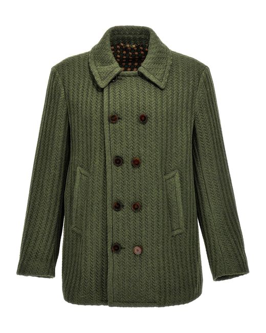 Etro Green Double-breasted Coat Coats, Trench Coats for men