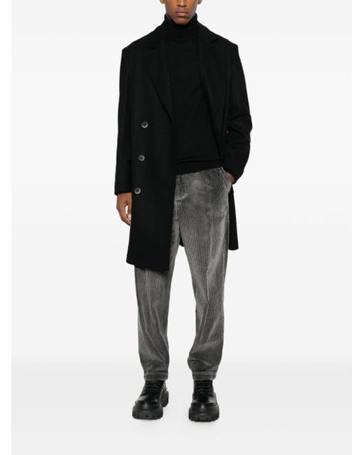 Barena Black Double-Breasted Patch-Pocket Coat for men