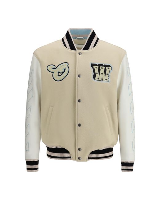 Off-White c/o Virgil Abloh Gray Jacket Varsity Star Logo Wool for men