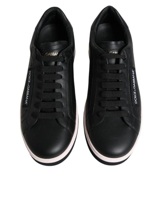 Dolce & Gabbana Black Leather Low Top Sneakers Shoes for men