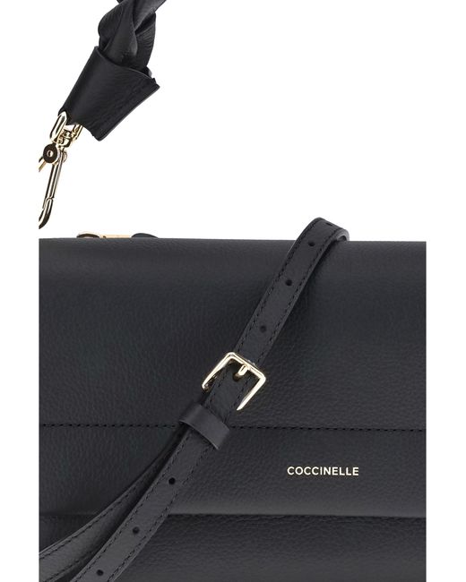 Coccinelle Black Boheme Shoulder Bag Calf Leather Bos Taurus