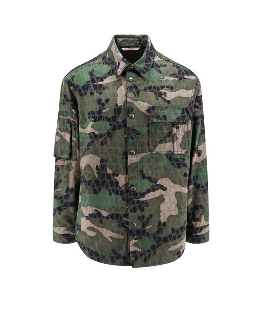Valentino Gray Cotton Jacket With Camouflage Motif for men