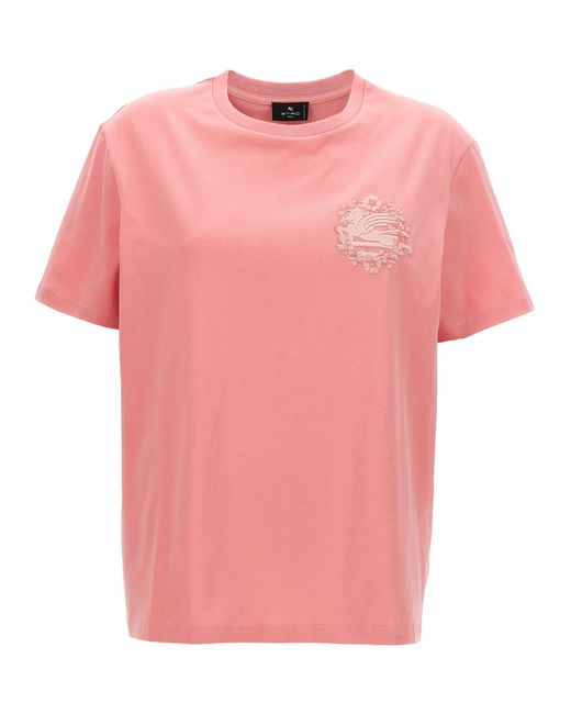 Etro Pink Logo Embroidery T-shirt