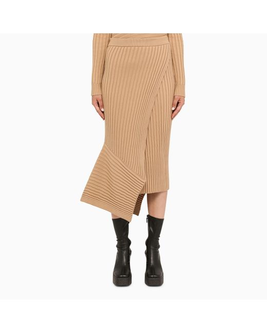 Stella McCartney Natural Ribbed Knit Flared Skirt