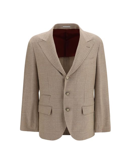 Brunello Cucinelli White Blazer Cotton Jacket for men