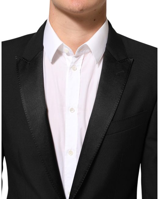 Dolce & Gabbana Black Wool Martini 2 Button Suit Blazer Pl+Se+Wv for men