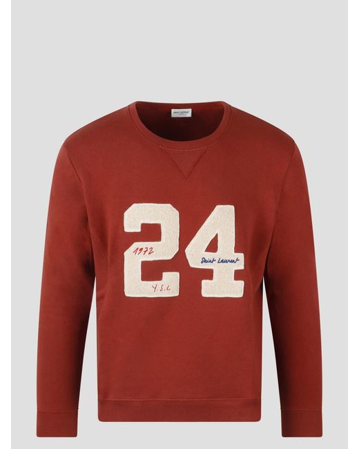 Saint Laurent Red 24 Ysl Crewneck Sweatshirt for men