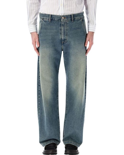 mfpen Blue Straight Cut Organic Denim Jeans Cotton for men