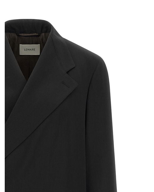 Lemaire Black Wool Coat Clothing