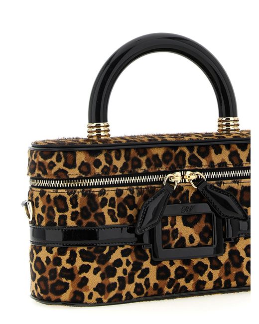 Roger Vivier Black Belle Vivier Vanity Bag Leopard Print Pony Skin