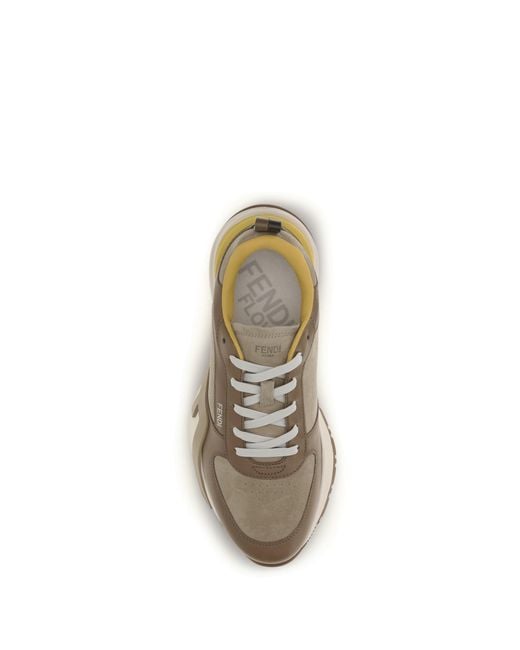 Fendi White Sneakers Flow Calf Leather Nocc/Biscuit/G. Trainers for men
