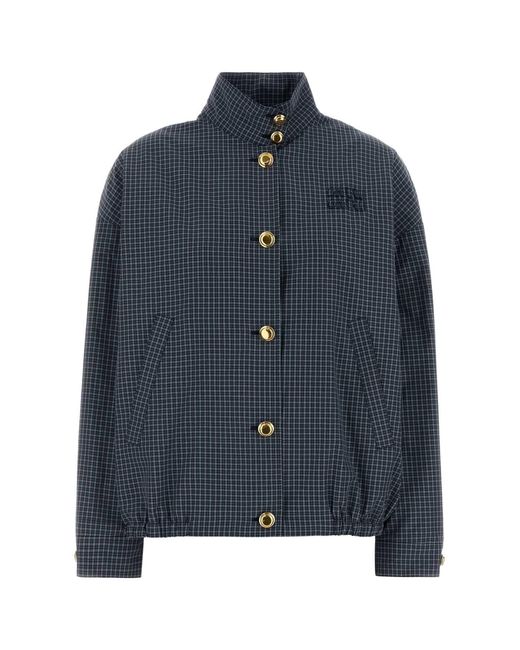 Miu Miu Blue Embroidered Nylon Blend Jacket