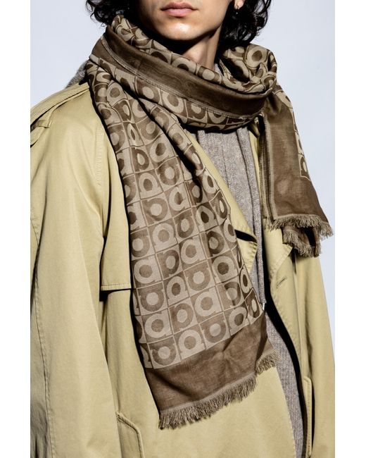 Ferragamo Brown Scarf With Monogram for men