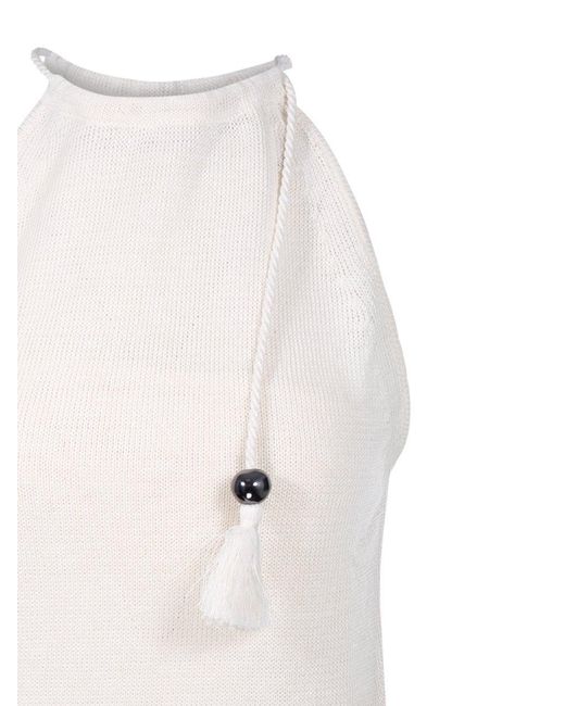 Max Mara White Moriana Sleeveless Knitted Top