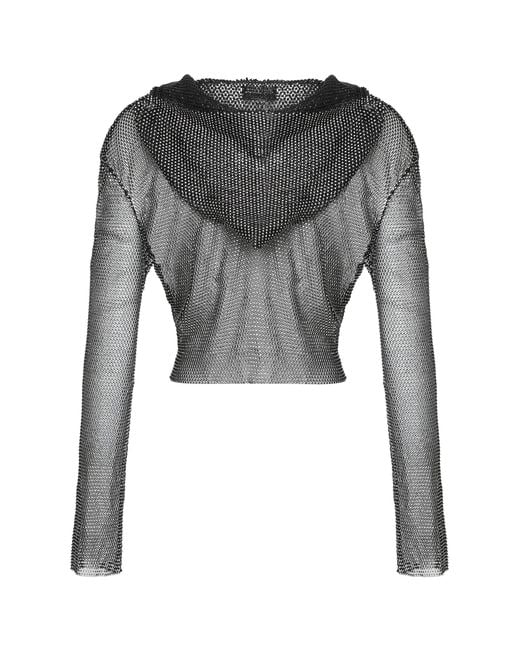 Santa Brands Gray Cropped Top With Rhinestones And Hood Other Fibers Tops