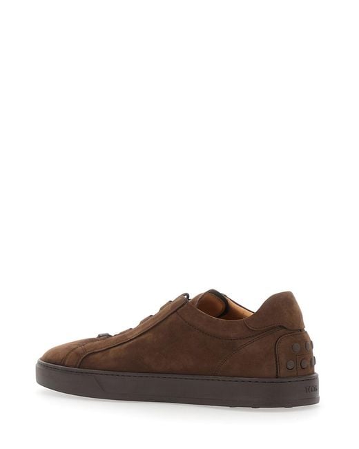 Tod's Brown Low-Top Suede Sneakers Sheep Leather Trainers for men