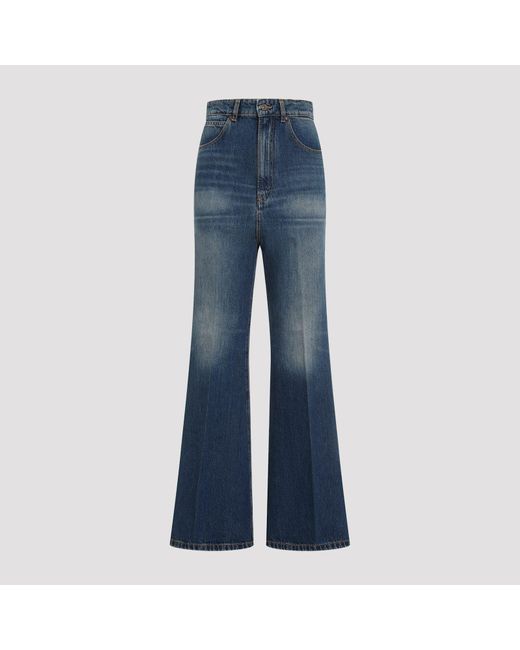 Victoria Beckham Blue Wide Leg Kick Jeans