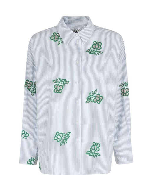 Essentiel Antwerp Blue Jalinki Embroidered Shirt Camicia