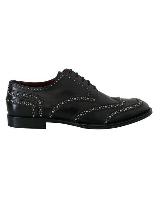 Dolce & Gabbana Black Elegant Studded Derby Shoes for men