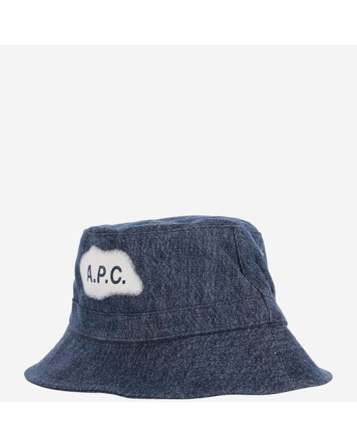 A.P.C. Blue Denim Bucket Hat With Logo for men