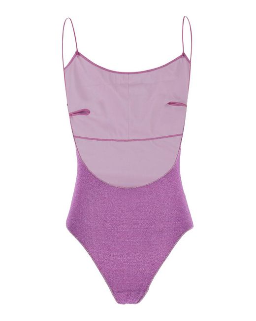 Oseree Purple 'Lumière Maillot' Swimsuit With Open Back