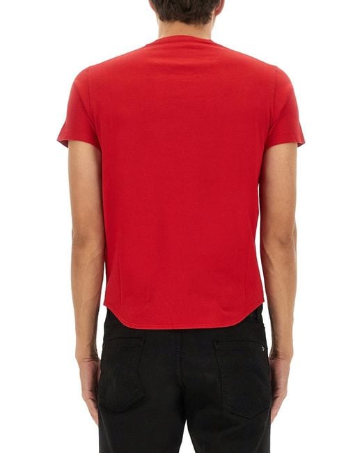 DSquared² Red T-Shirt With Print Cotton T-Shirts for men