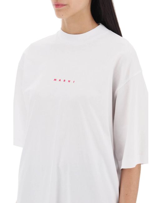 Marni White T Shirt With Logo Print