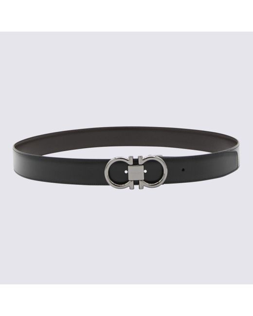 Ferragamo Black Leather Gancini Belt for men