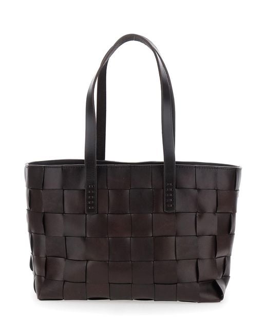 Dragon Diffusion Black Tote Bag Woven Leather