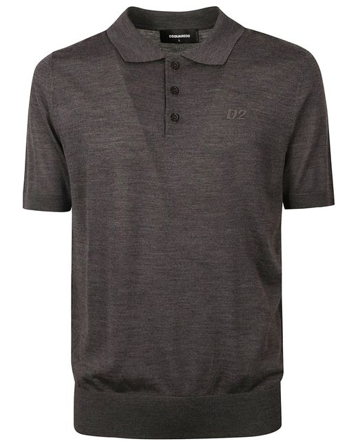 DSquared² Black Knit Polo Shirt for men