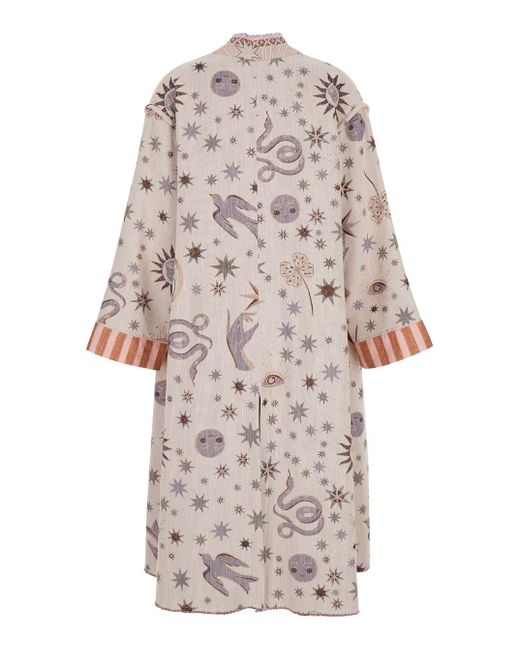Forte Forte Pink Robe Coat With Love Alchemy Embroideries And Print