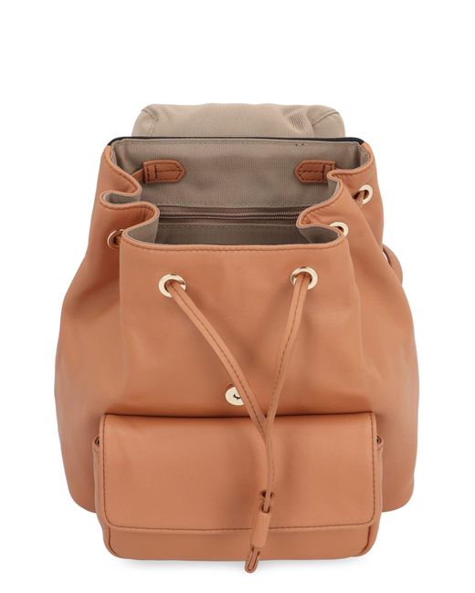 Furla Brown Flow S Leather Backpack