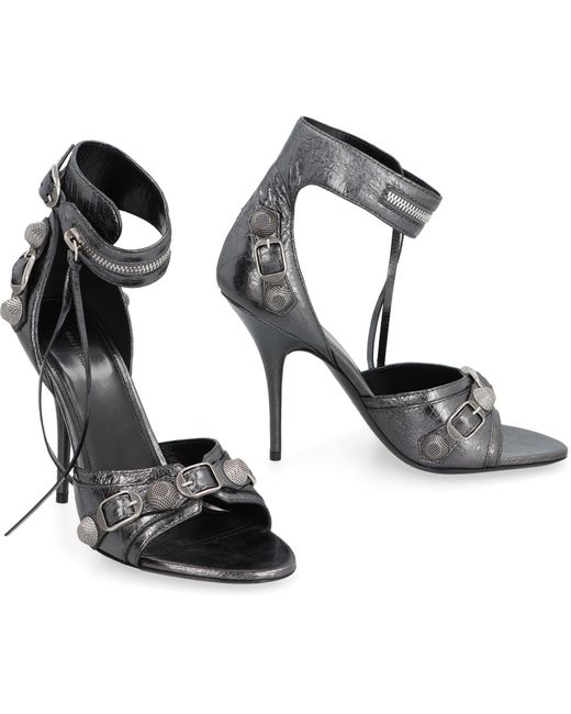 Balenciaga Black Cagole Leather Sandals
