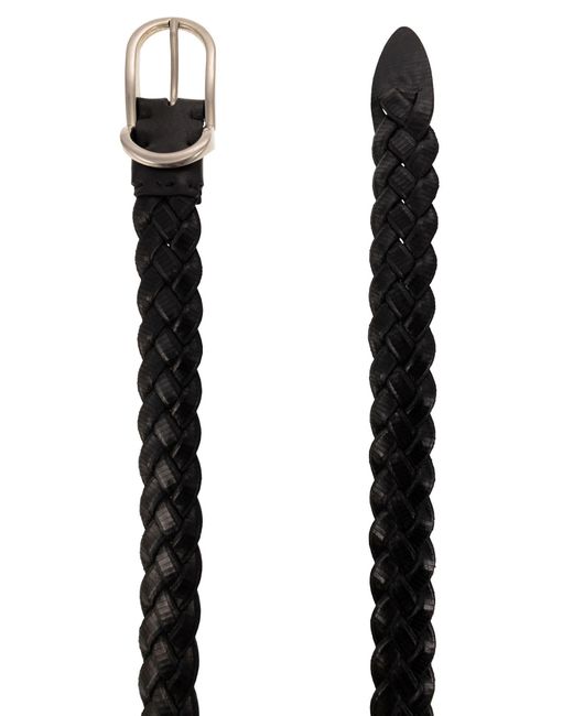 Brunello Cucinelli Black Braided Engraved Calfskin Belt for men
