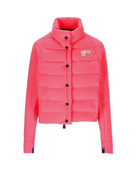 3 MONCLER GRENOBLE Pink Logo Patch Buttoned Jacket