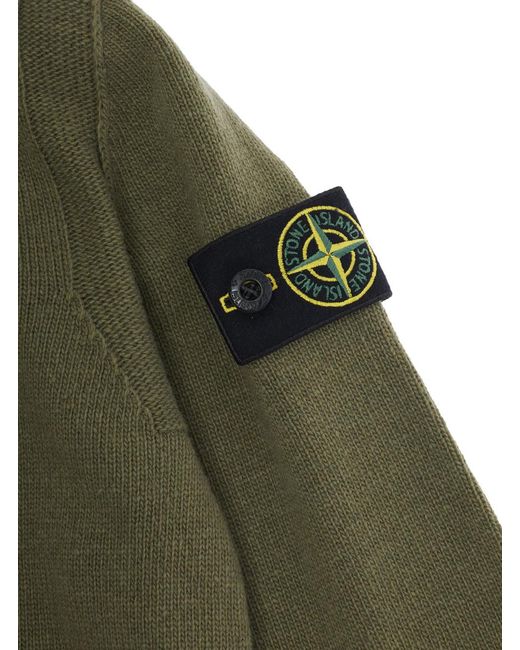 Stone Island Green Crew Neck Wool Sweater Tops for men